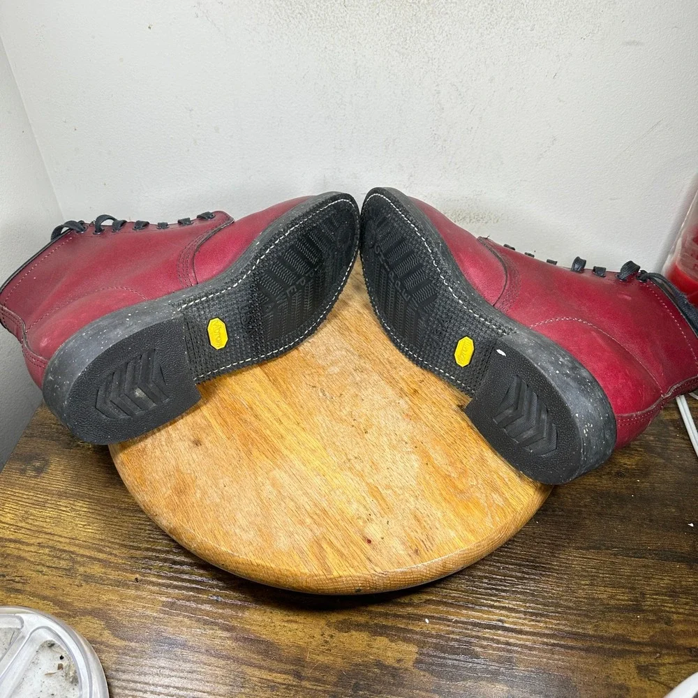 Original Chippewa Mens 1901G26 Cherry Red Leather Service Boots Vibram USA 7.5 D